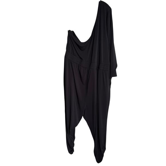 Torrid Womens Jumpsuit Sz 22 Black Studio Knit One Shoulder Ruched NEW - Picture 5 of 8